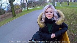 Пикапер развел за деньги блондинку на минет посреди парка с прохожими